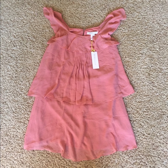 🎄🎁⛄️BCBGeneration Peach Flowy,Ruffle Short Dress - Picture 2 of 7